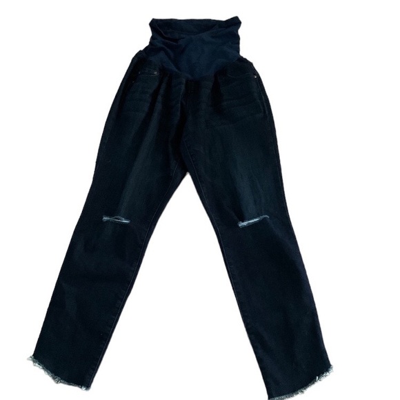Jessica Simpson Dark Denim Distressed Stretch Maternity Jeans Size XL - Picture 1 of 12